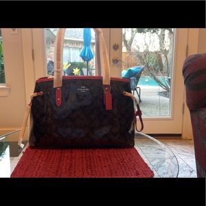 Coach Brown & Red clear bag